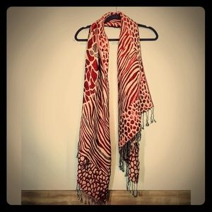 Tassel Animal Print Scarf 100% Cotton